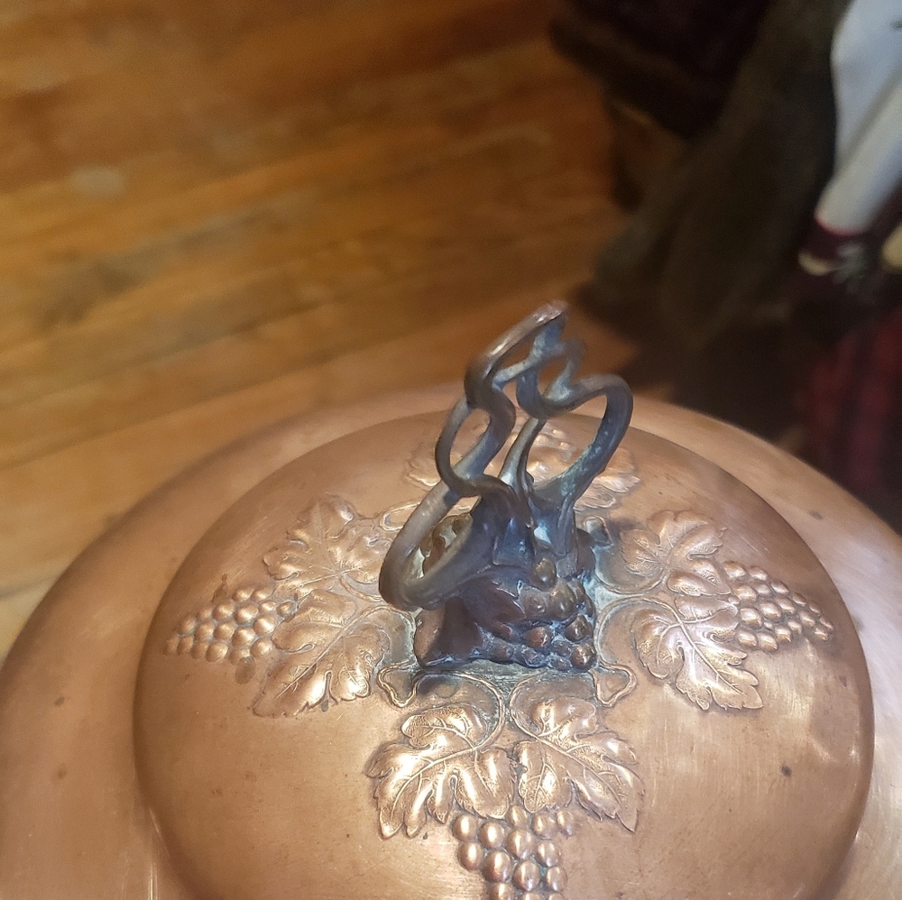 Copper pot with cups and tray